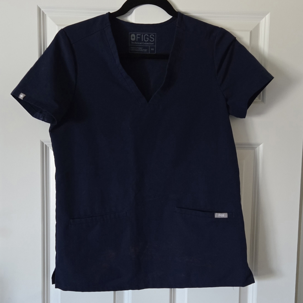 Figs Navy Casma Scrub Top XS